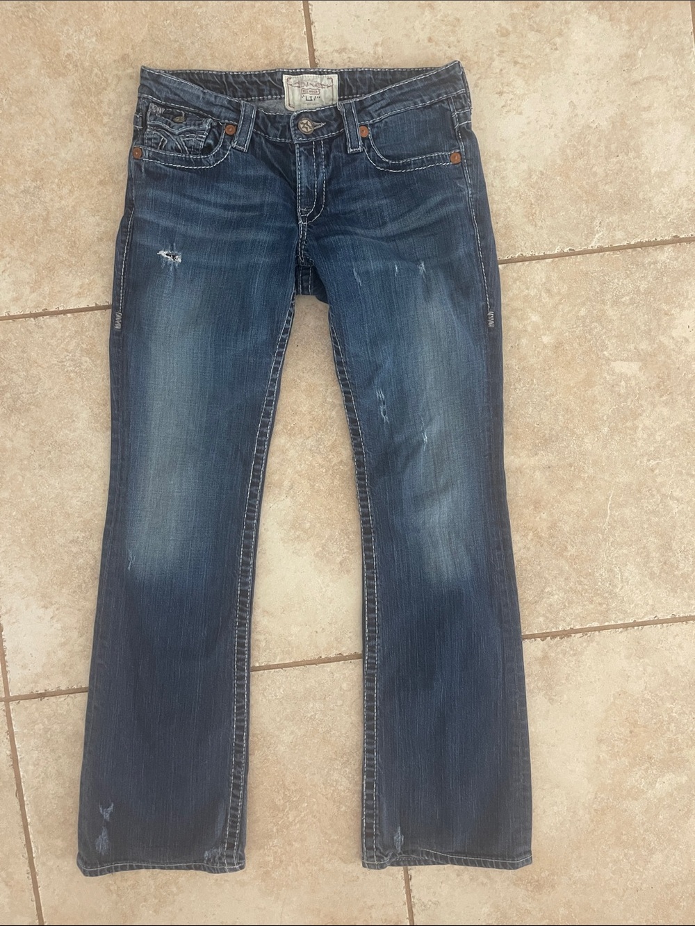 Big Star Women's Blue Flare Jeans with Light Distressing